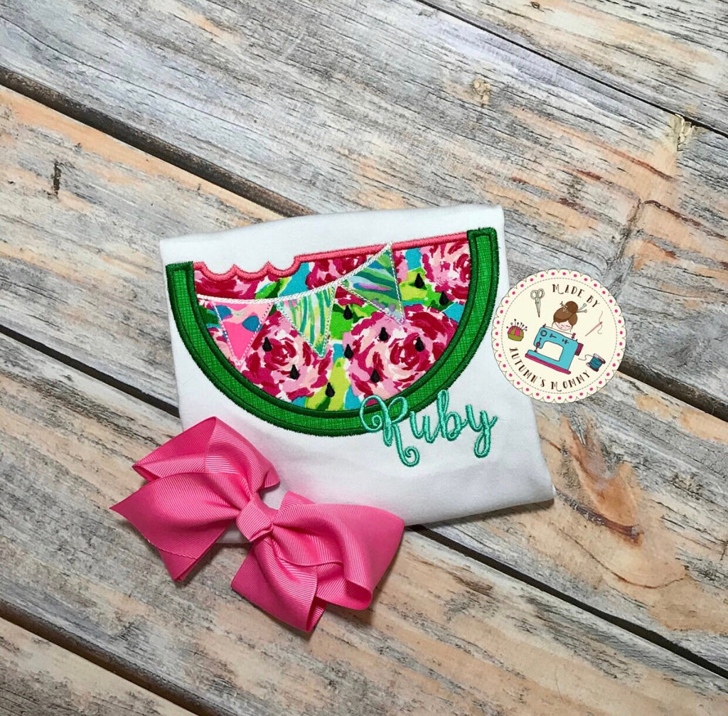 Lilly watermelon appliqué embroidery girls top