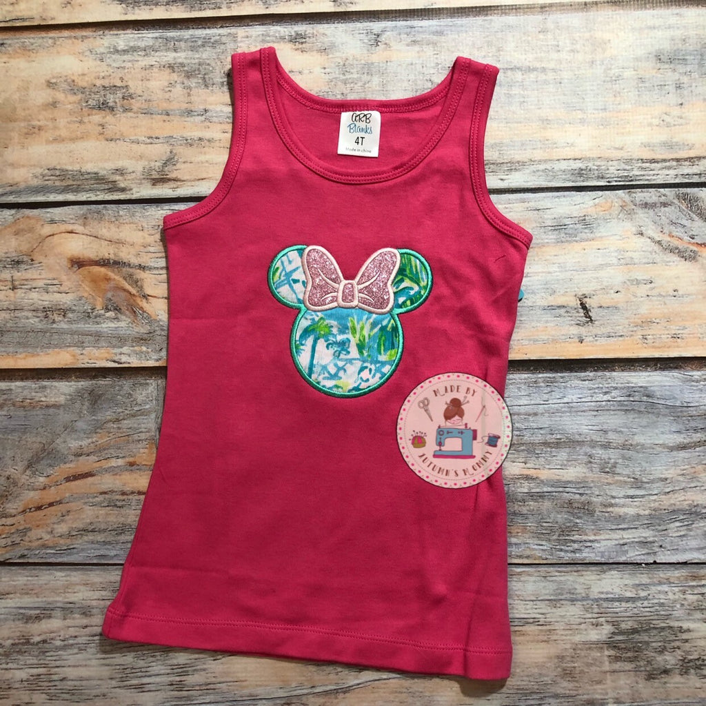 Lilly Girls Tank Top Minnie Mouse - Applique Embroidery