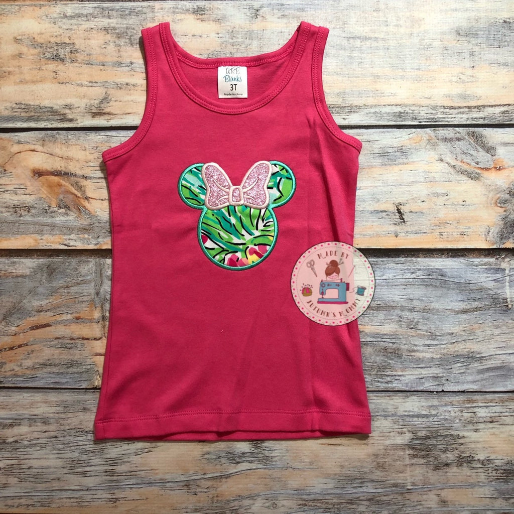 Lilly Girls Tank Top Minnie Mouse - Applique Embroidery