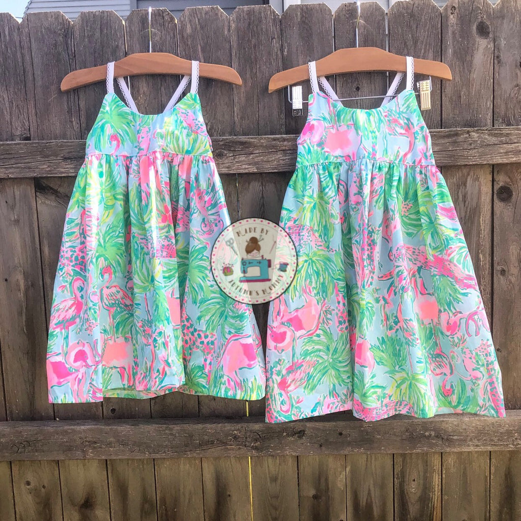 Lilly toddler, girls, summer, spring, pretty, dress, boats, animals, flamingo, zoo, vacation, custom dress