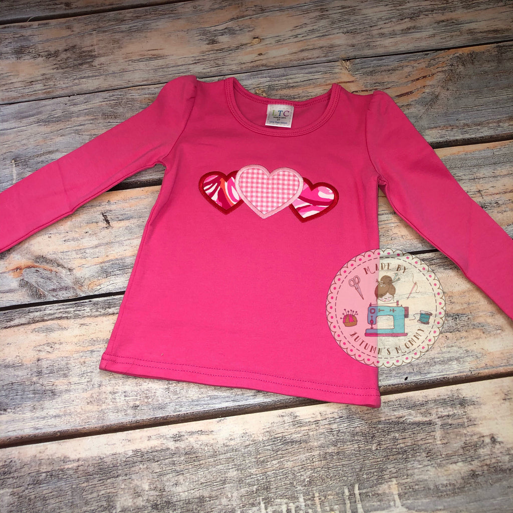 Lilly Girls Valentine alpha appliqué embroidery girls top