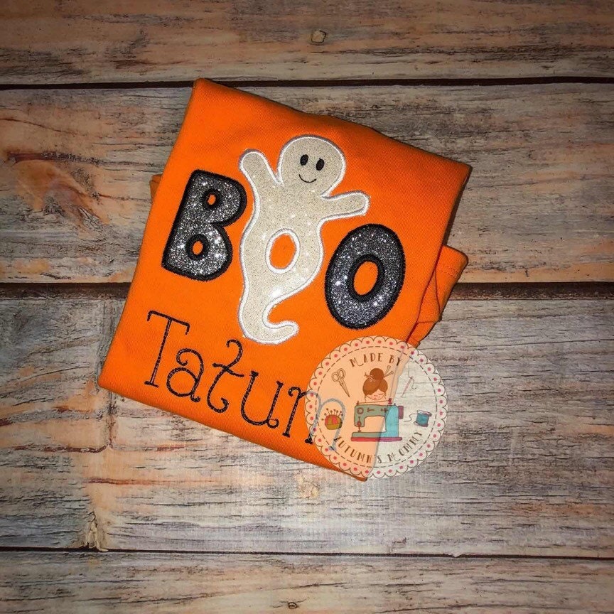 Halloween boo ghost applique embroidery top